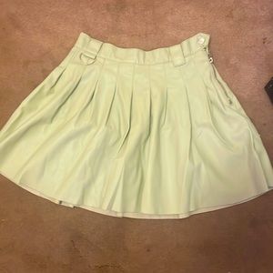 green leather skirt